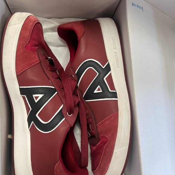 Armani Jeans Men´s Burgundy and White Sneakers